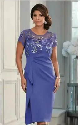 Midnight Velvet Formal Dress Women's 14 Purple Mesh Embroidery Floral Wedding - Image 1 of 4