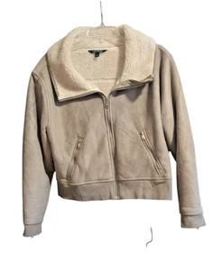 Lauren Ralph Lauren Jacket Tan Faux Sherpa Fleece Jacket with Zip up Pockets - Picture 1 of 7
