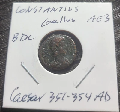 КОНСТАНТИН ГАЛЛ, римский солдат копья кавалерист, 17 мм, императорский кесарь монета - Изображение 1 из 4