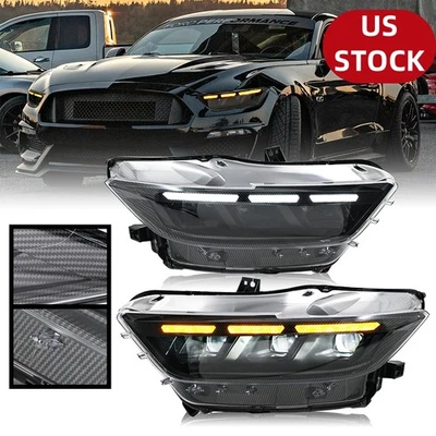 Par de faros LED completos para proyector de lámpara delantera Ford Mustang GT 2015 2016 2017 Foto 1 de 4