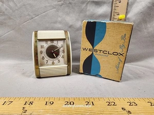 Vinathe Westclox Mid Century Key Wind Travel Clock OG Box Winds Runs  - Picture 1 of 2