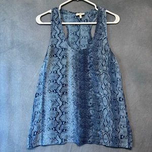 Joie Blue Gray Snakeskin Print Tank Top Racerback Medium Boho Chic Silk Minimal - Picture 1 of 10