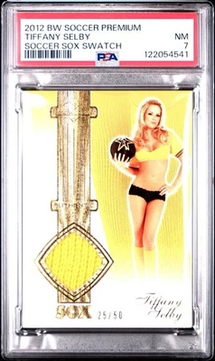 2012 Bench Warmer Soccer Premium Soccer Sox Swatch Tiffany Selby /50 PSA 7 NM - Image 1 of 3