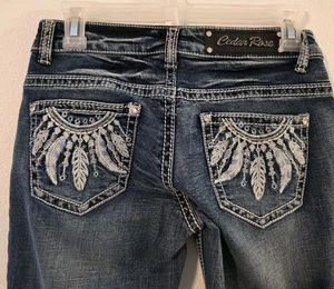 Stivaletto donna Cedar Rose Y2K denim ricamato jeans piuma tasca taglio 26/32  - Foto 1 di 8
