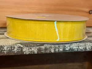 Yellow Wired Ribbon 1.5" x 50 Y Bright Yellow Sunshine Wreath Ribbon Bows - Picture 1 of 6