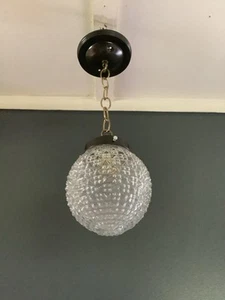 Vintage Cut Crystal Ceiling Globe Light Fixture 1930s Sparkling! - Picture 1 of 6