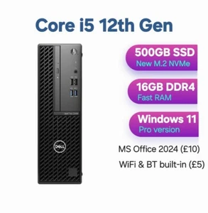 Dell OptiPlex 3000 SFF Intel i5 12th Gen 16GB RAM 500GB SSD Desktop PC - Afbeelding 1 van 7