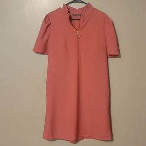 Sharagano Damen Viertel-Reißverschluss T-Shirt Minikleid Pfirsich Größe 12 - Bild 1 von 5