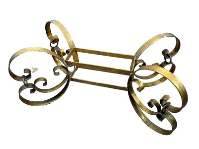 VTG Hollywood Regency GILT Steel IRON SCROLL Coffee Table BASE Gold Italy? - Image 1 of 4