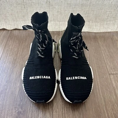 Balenciaga Speed Knit Socks Lace Up Logo Sneakers Black Size 35 / 5 - Image 1 of 4