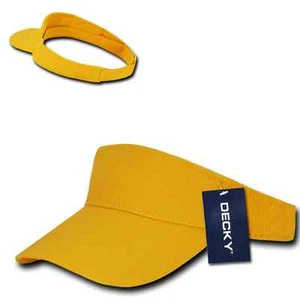 Gold Yellow Brushed Cotton Golf Tennis Plain Blank Adjustable Sun Visor Cap Hat - Picture 1 of 3