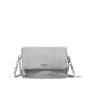 Baggallini Flap Crossbody w/Chain Silver Shimmer One Size - Picture 1 of 8