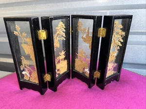 VINTAGE CHINESE CORK DIORAMA 11” SAN YOU PAGODAS FOLDING SCREEN ORIENTAL - Picture 1 of 5