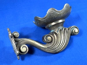 C.1920 Ornate & Fancy Brass Sconce Light Fixture, 3.5" Dia Scalloped Bowl - Picture 1 of 13
