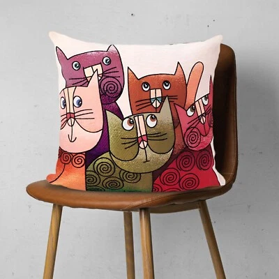 Cute Cats Pillow Covers,Gobelin Tapestry Pillow Case,Handmade Woven Home Decor - Image 1 of 4