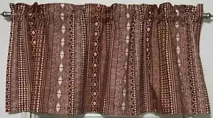 Rust Striped Brown Valance White Geometric BOHO Hippie Kitchen Bath Curtain - Picture 1 of 4