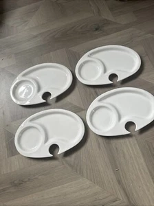 4 Buffet Party Teller weiß Porzellan mit Weinglashalter Silea Make - Bild 1 von 5