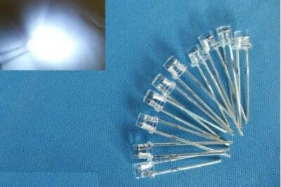 lotto 10 pezzi led 3 mm FLAT TOP cool white 6500k ( lot 10 pcs ) - Immagine 1 di 2