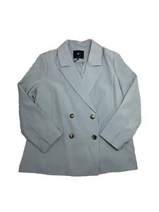 7 For All Mankind Pastel Blue Double-Breasted Blazer Jacket BNWT Size 2X - Picture 1 of 11