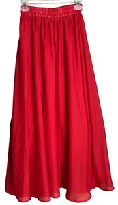 Afibi Maxi Full Skirt Red Chiffon Airy Flowing Feminine Romantic Elegant Women S - Picture 1 of 9