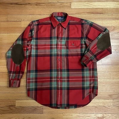 Camisa Polo Ralph Lauren Braddock "LEER" Vintage L Cuadros Codo Parche Leñador Foto 1 de 4