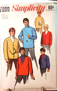 Simplicity Pattern 7889 Turtleneck Shirts & Cardigan Jackets NEW UNCUT - Picture 1 of 2