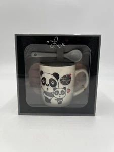 Panda Becher Niedliche Tasse Löffel Geschenkset Tee Kaffee NEU & OVP Kinder - Bild 1 von 3