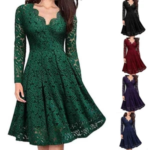 Gorgeous Floral Lace Cocktail Party Dress for Women with Swing Hemline - Picture 1 of 11