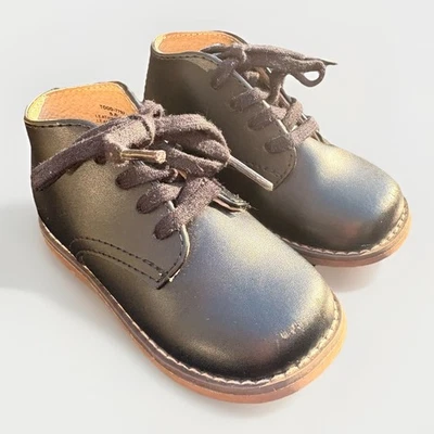 Footmates Talla 5.0 M Negro Todd 7792 Cuero Con Cordones Caminar Bebé Bota Zapatos Foto 1 de 4