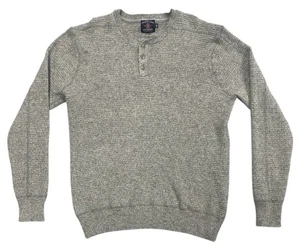 F L Woods Sweater Mens XL Gray Wool Blend Henley Pullover Mariners Grade Warm - Picture 1 of 8