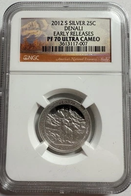 2012-S ATB DENALI Silver Quarter NGC PF70 Ultra Cameo Early Releases - Image 1 of 4