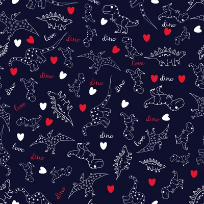 FOREVER CRAFTING UK Love Dinos! Dinosaurier Fun Patchworkstoff Fat & Long Quarters Meterware 100% Baumwolle