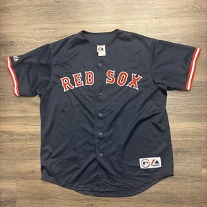 Boston Red Sox Curt Schilling Majestic Embroidered Blue Baseball Jersey Sz XL - Picture 1 of 7