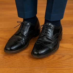 Florsheim schwarz Budapester Oxford Herren 9,5 D Leder elegante Brogue Schuhe - Bild 1 von 10