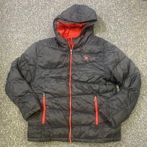 Spyder Black & Red Zip-Up Hooded Puffer Jacket Men's Size XL - Picture 1 of 9