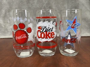 3 Stück 1999 16 Unzen 6" Coca-Cola Trinkgläser Eisbär, Diät Cola & Sterne - Bild 1 von 11