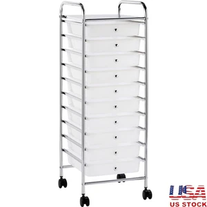 10 Drawer Rolling Storage Cart Organizer W/ Lockable Wheels Home Office New - Picture 1 of 12