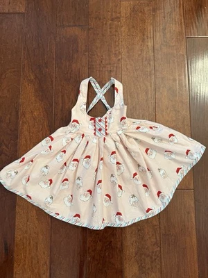 EUC Blu Moon Santa & Mrs. Claus Christmas Apron Dress Size 5 Made In US Cotton - Image 1 of 4