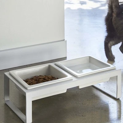 Yamazaki Futternapf Katze Hund Wassernapf Fressnapf Doppelnapf weiß  - Bild 1 von 4