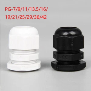 Conector de glándula de cable impermeable IP68 blanco negro nailon plástico PG-7/9/11~36/42 - Imagen 1 de 31