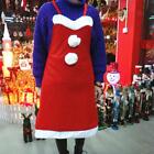 Adulte Noël Père Noël Tablier Rouge Bavoir Serveuse Déguisement Costume