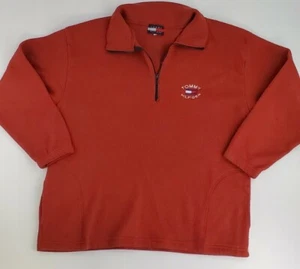 Vintage Tommy Hilfiger Men's 1/4 Zip Fleece Pullover Large Burnt Orange 90s  - Picture 1 of 8