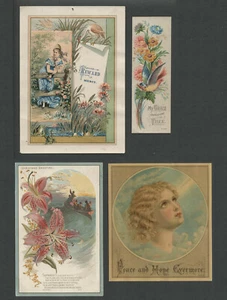 Lot 4 hübsche viktorianische Lithographie GRUSSKARTEN, SCHROTT, BELOHNUNG FÜR VERDIENSTE - Bild 1 von 5