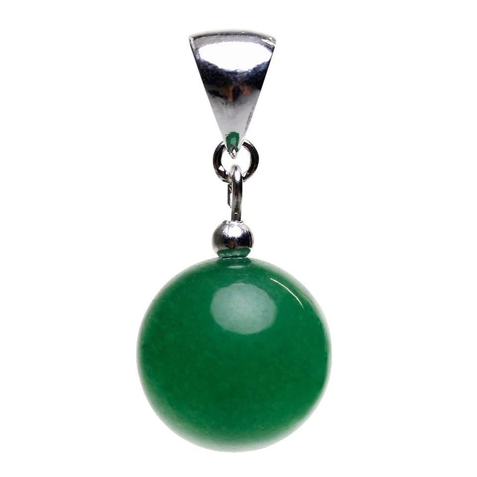 Pendente In Giada Sfera Liscia Verde & Argento 925 Gioielli Per Donne - Immagine 1 di 1