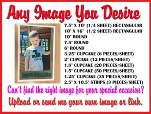 Custom Order (with you own uploaded picture) - Edible Cake Topper - Picture 1 of 10