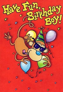 Fun BIRTHDAY Card FOR YOUNG BOY, Cool Party Monkey by American Greetings + ✉ - Picture 1 of 5