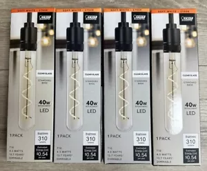 (4)Feit Electric 40-Watt Equivalent T10Dimmable Spiral Filament Large Clear(4PK) - Picture 1 of 4