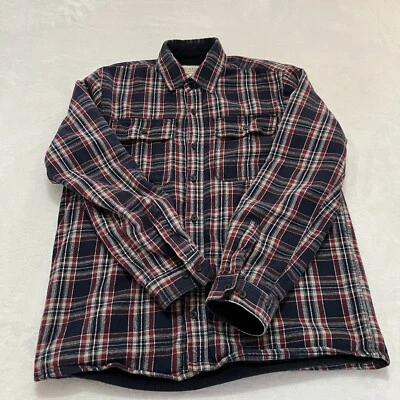 Boston Traders Flannel Jacket Mens Medium Red Blue Plaid Fleeced Lined Outdoor - Image 1 of 4