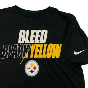 Nike Pittsburgh Steelers Football Mens T Shirt M Black Bleed Black Yellow - Picture 1 of 8