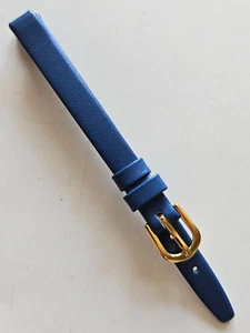 8 mm - blau glatte Oberfläche Echtleder Uhrenarmband - (Goldschnalle) - Bild 1 von 3
